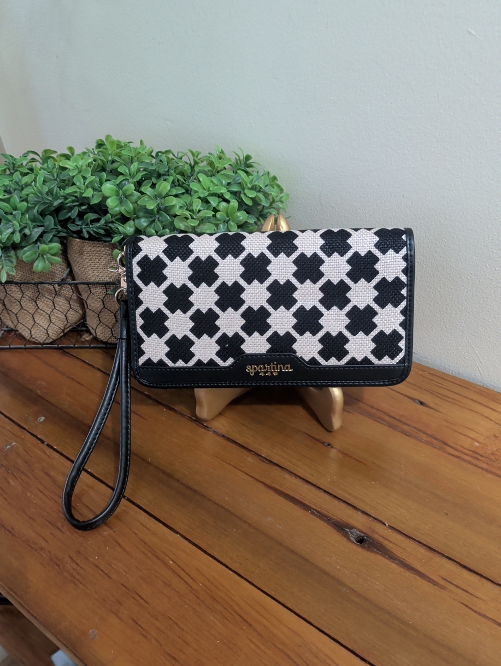 Spartina 449 Black Wallet with Gold Snap Detail